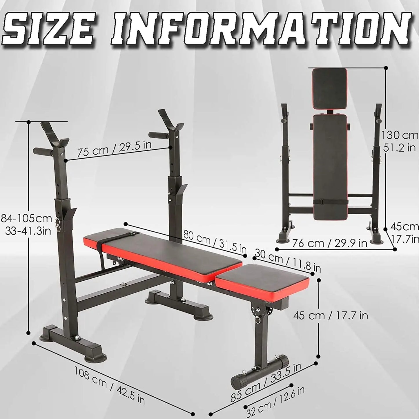 600lbs 6 in 1 Weight Bench Set with Squat Rack Adjustable Workout Bench with Leg Developer Preacher Curl Rack Fitness Strength T
