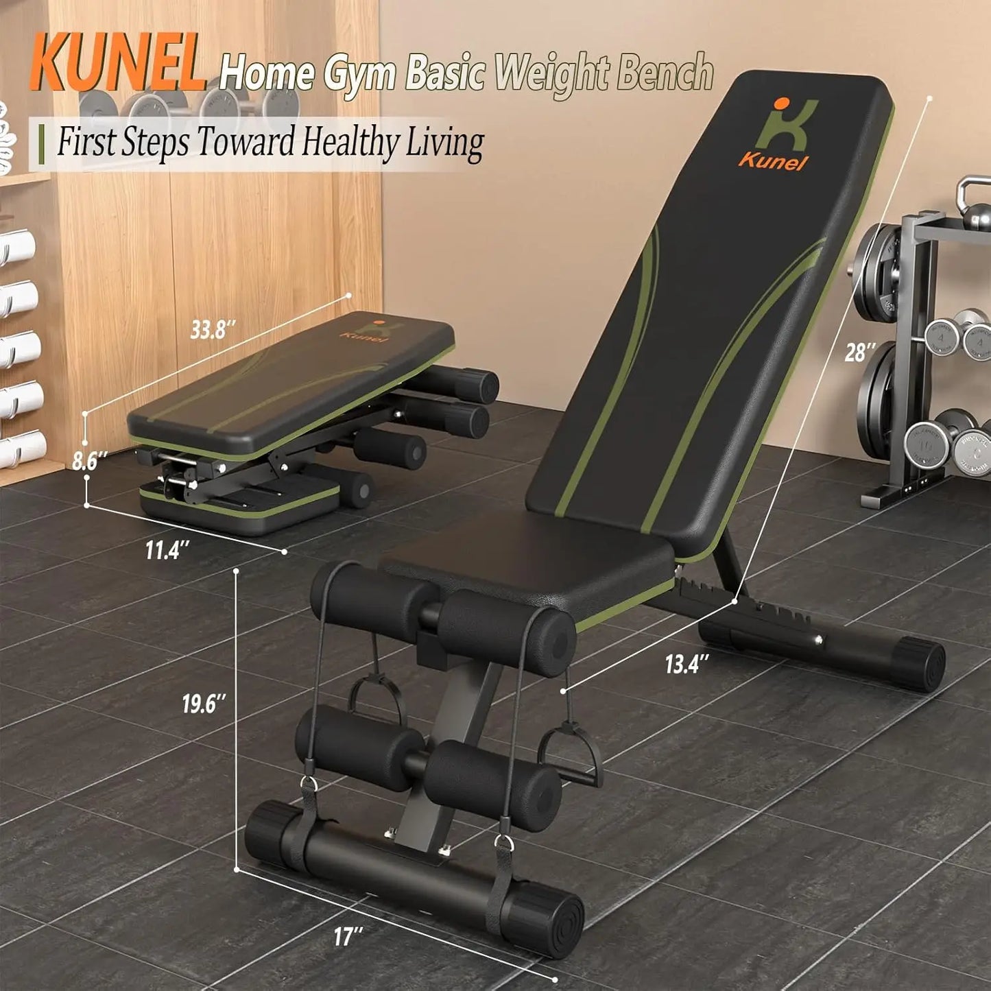 Adjustable Weight Bench for Home Gym, Foldable 700LBS Workout Bench with 9 Backrests, Multi-Purpose Bench Press for Incline Decl