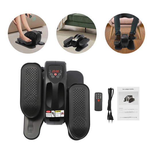 Under Desk Electric Elliptical Machine Remote Control Silver Black Leg Exerciser Portable Quiet