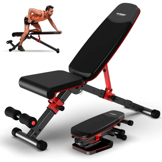 HARISON Adjustable Weight Bench Foldable Workout Bench Press with Leg extension, Incline Decline Flat Bench 800 LBS Capacity