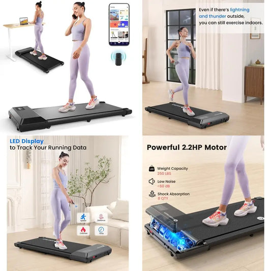 Dual-Function Desk Treadmill: 2.5HP Quiet Walking and Jogging Machine with Remote Control for Home and Office Use