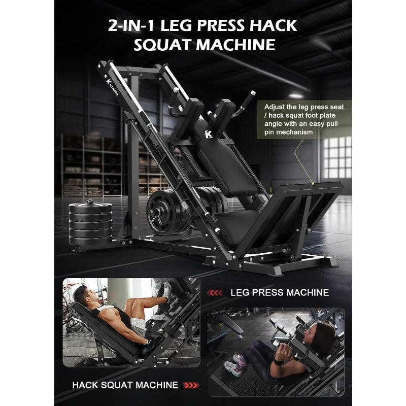 Leg Press Hack Squat Machine, Professional Adjustable Leg Press Machine with Linear Bearing for Home Gym,
