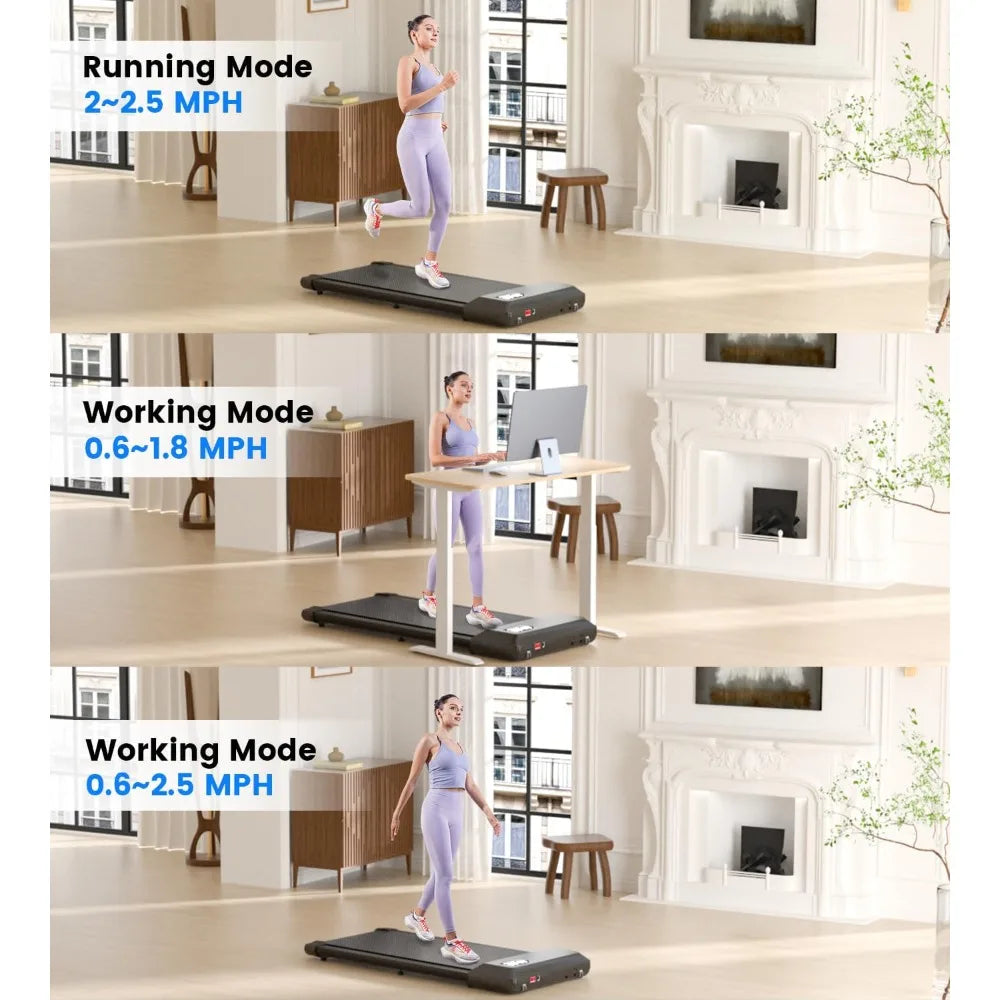 Dual-Function Desk Treadmill: 2.5HP Quiet Walking and Jogging Machine with Remote Control for Home and Office Use