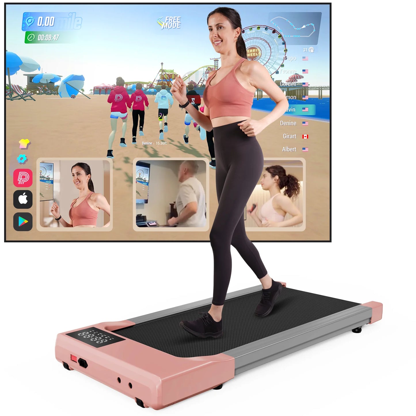 Under Desk Treadmill with 39.37'' Running Belt, 2.5HP Quiet Motor,APP/Remote Control,LCD Screen,Supports 350lbs for Home&Office