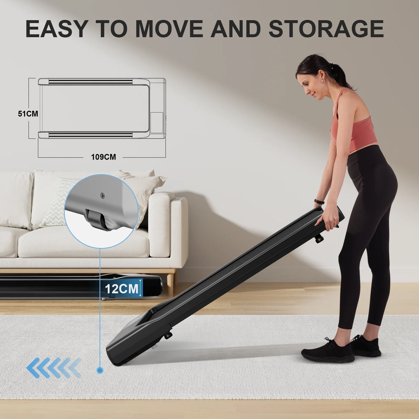 Under Desk Treadmill with 39.37'' Running Belt, 2.5HP Quiet Motor,APP/Remote Control,LCD Screen,Supports 350lbs for Home&Office