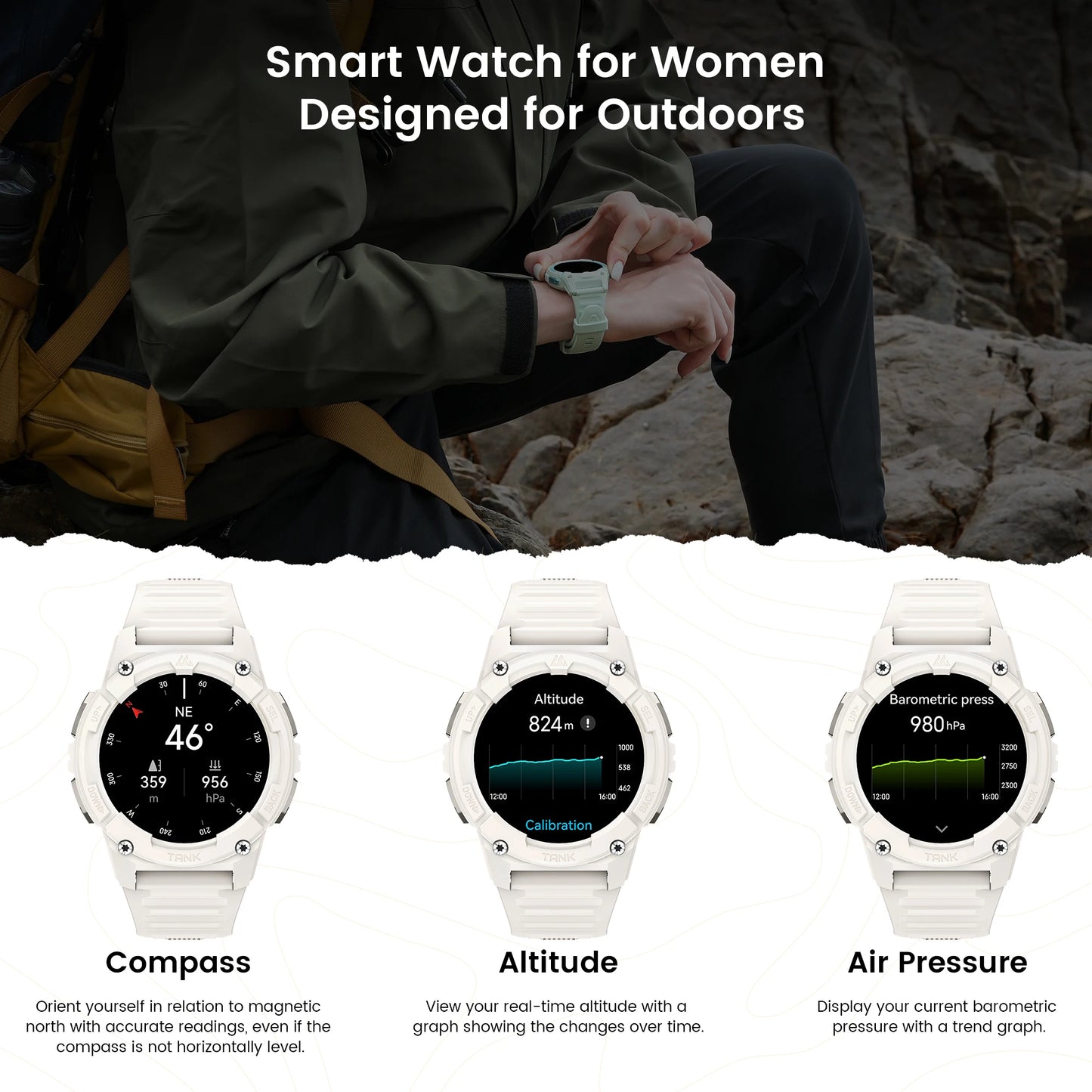 GPS Smart Watches Women Altimeter Barometer Bluetooth C