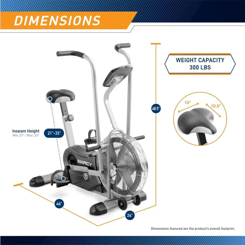 Marcy Air-Resistance Exercise Fan Bike With Dual Acction Handlebars