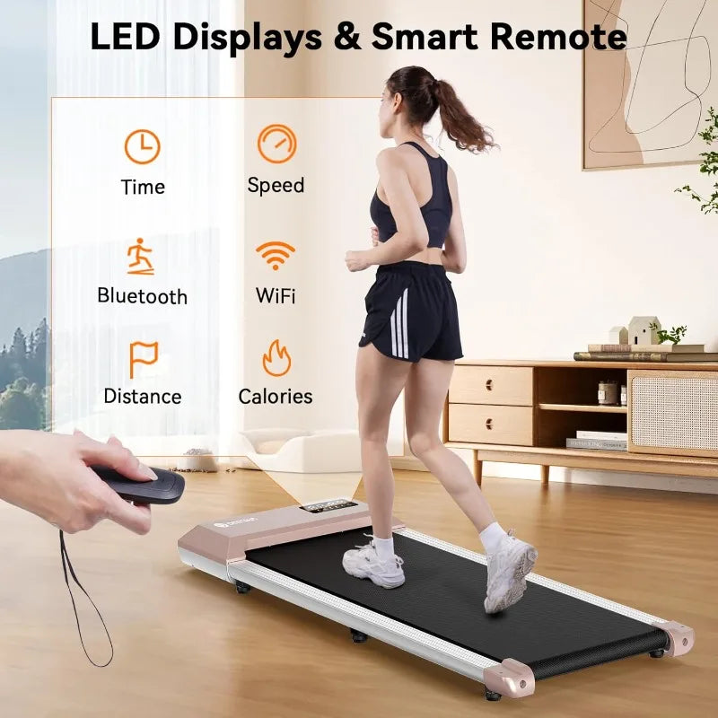 DeerRun Walking Pad, 2024 Upgrade Smart Under Desk Treadmill, 2.2HP Small Quiet Portable Treadmill,APP & Remote Control