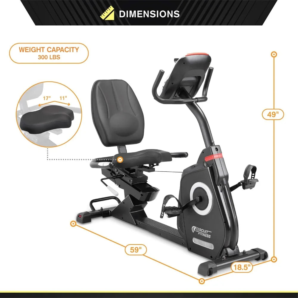 Recumbent Magnetic Exercise Bike with 15 Workout Programs, LCD and Heart Rate Monitor