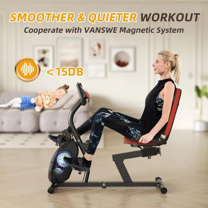 VANSWE Recumbent Exercise Bike for Adults Seniors - Recumbent Bikes for Home with Magnetic Resistance