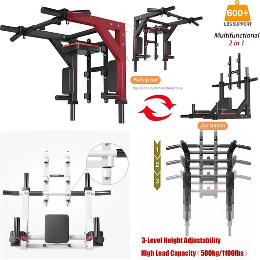 Multifunctional Wall Mounted Pull Up Bar/Chin Up bar,Dip Station for Indoor Home Gym Workout,Power Tower Set Gym Equipment 800LB