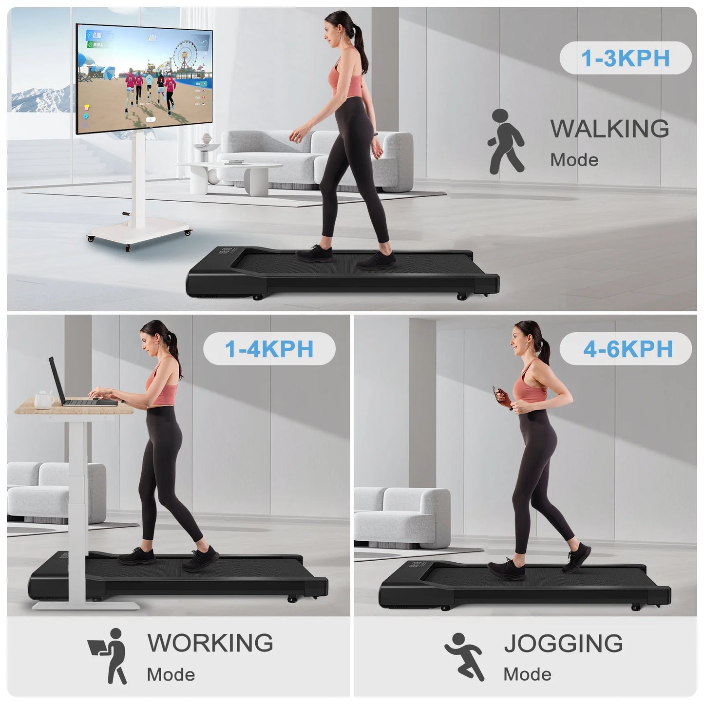 Under Desk Treadmill with 39.37'' Running Belt, 2.5HP Quiet Motor,APP/Remote Control,LCD Screen,Supports 350lbs for Home&Office