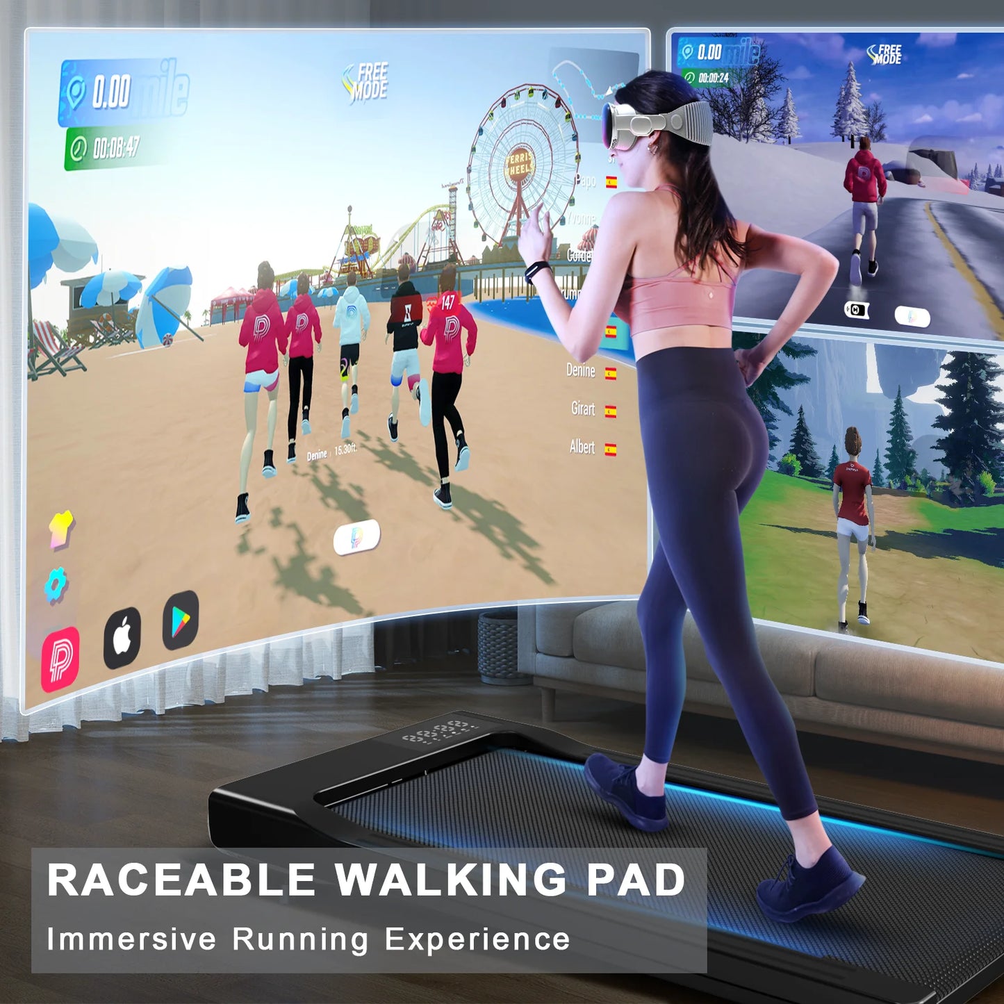 Under Desk Treadmill with 39.37'' Running Belt, 2.5HP Quiet Motor,APP/Remote Control,LCD Screen,Supports 350lbs for Home&Office