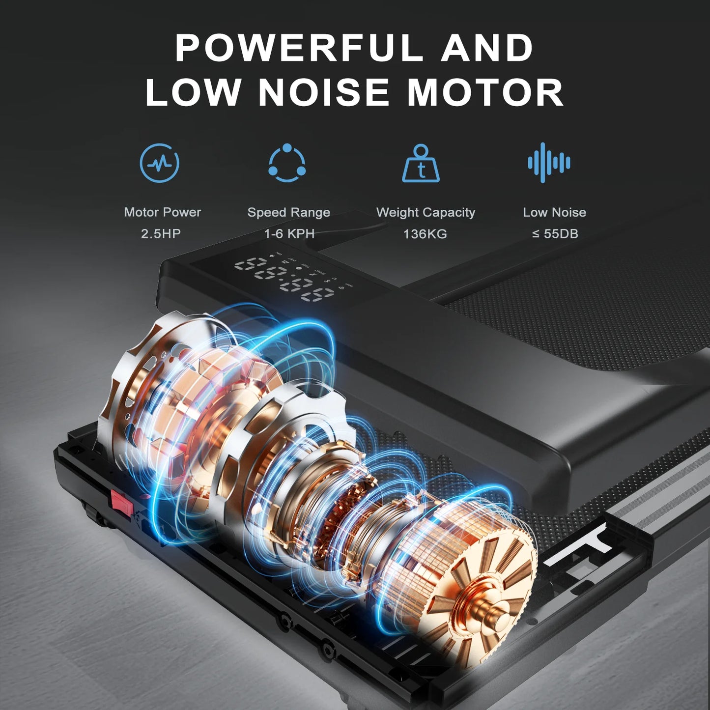 Under Desk Treadmill with 39.37'' Running Belt, 2.5HP Quiet Motor,APP/Remote Control,LCD Screen,Supports 350lbs for Home&Office