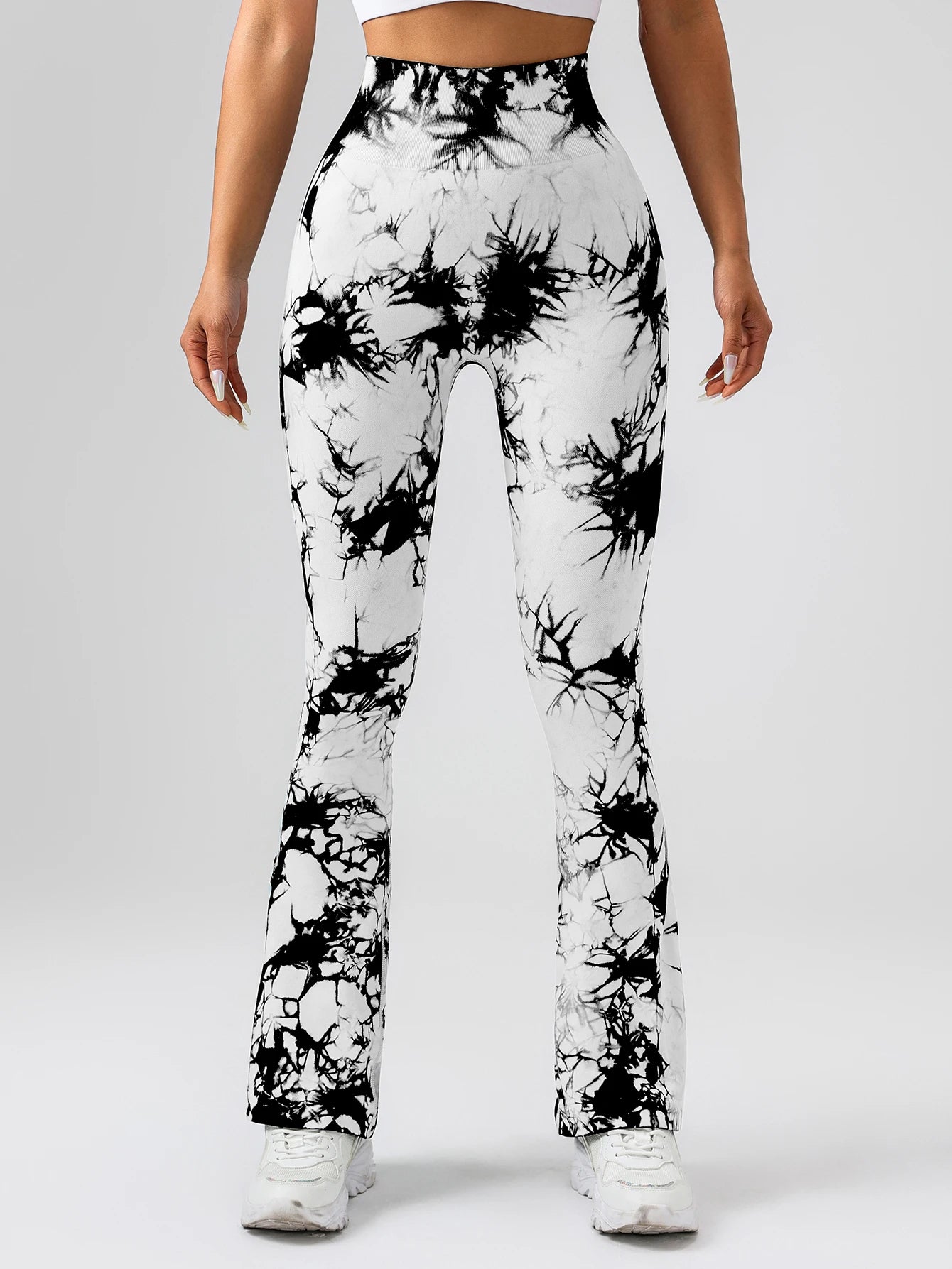4 Pack Women's Tie-dye flared yoga pants, High-waisted