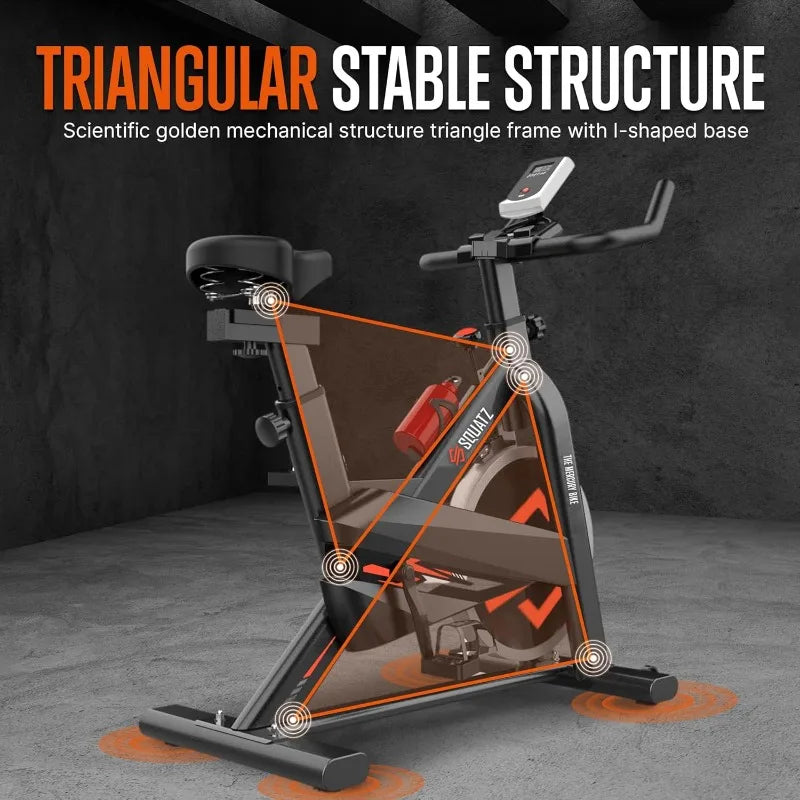 SQUATZ Stationary Cycling Bike Exerciser - Indoor Exercise Bicycle With Training Console, 4-Way Adjustable, 8 Resistance Levels