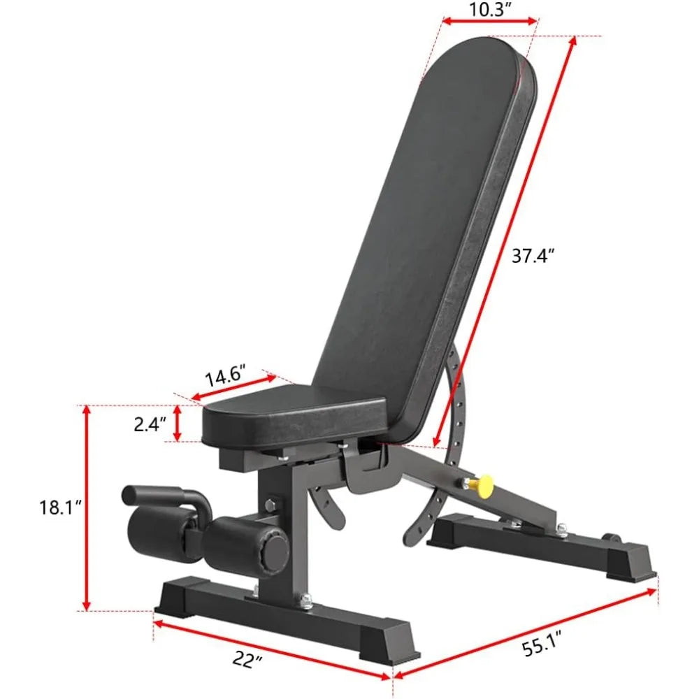 Commercial Adjustable Bench, Professional Weight Bench, Incline Flat Decline Sit Up Bench,Dumbbell Stool for Strength Training