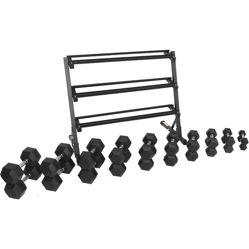 Premium Rubber Coated Hex Dumbbell Weight Set, Multiple Packages
