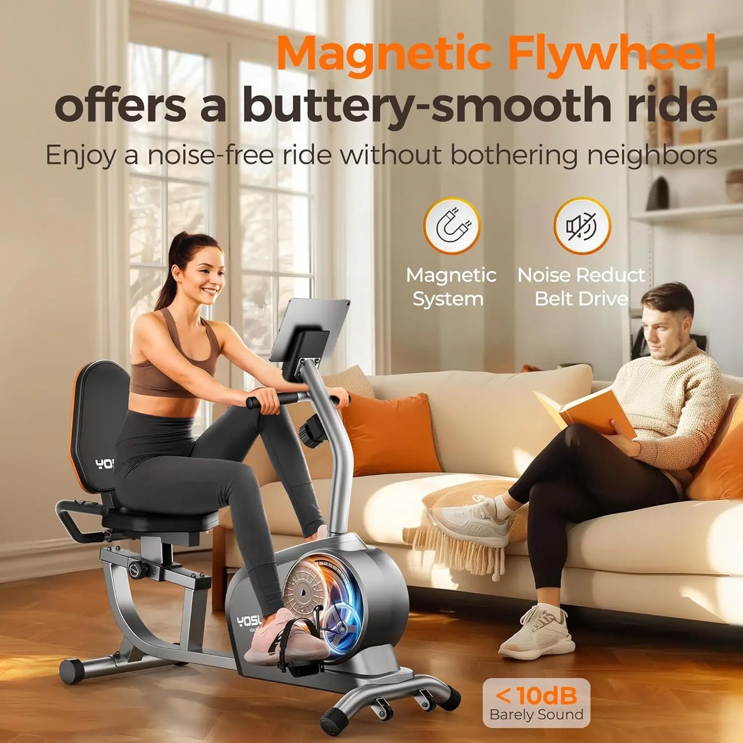Recumbent Exercise Bike for Adults Seniors with Quick Adjust Seat, 350LB Capacity & 16-level Resistance