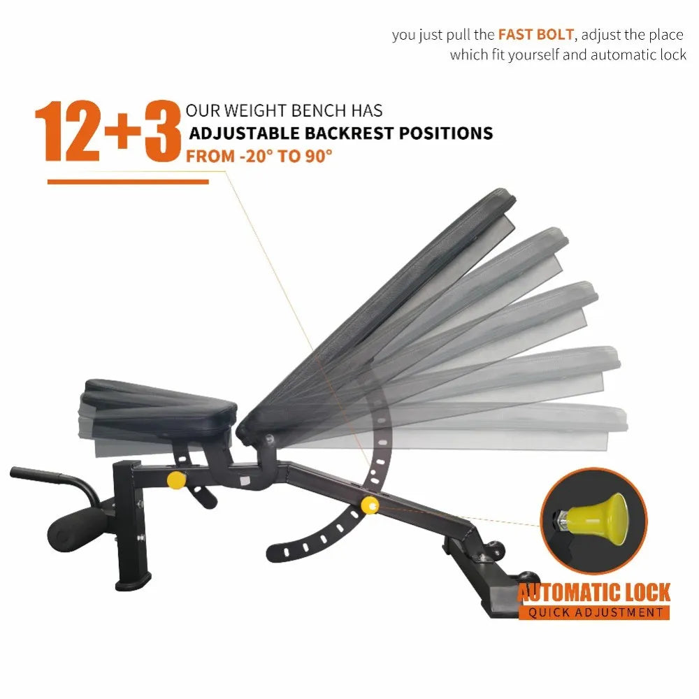 Adjustable Strength Training Bench Press Home Full Body Workout Foldable Weight Benches Multi-functional Fitness Dumbbell Chair