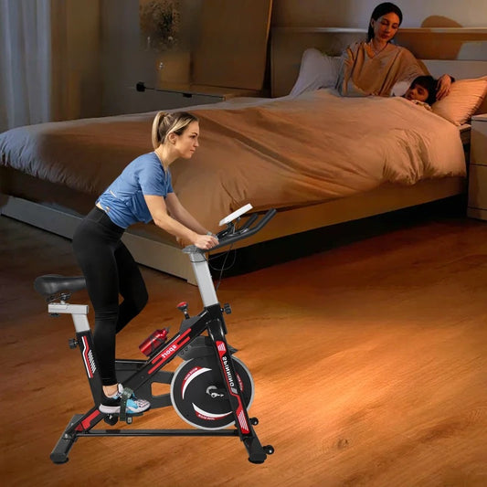 Indoor Exercise Bike Cycling Bike with Comfortable Seat Cushion Red