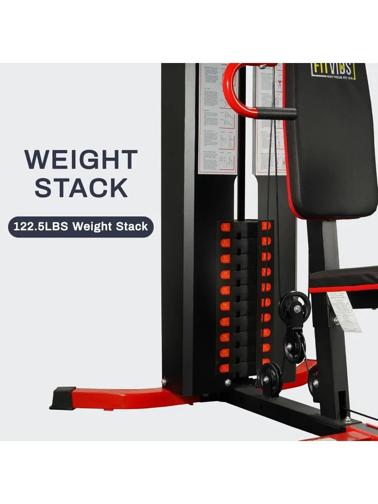 Home Gym, Multifunctional Workout Equipment with Leg Press, Exercise Equipment for Home with Pulley System
