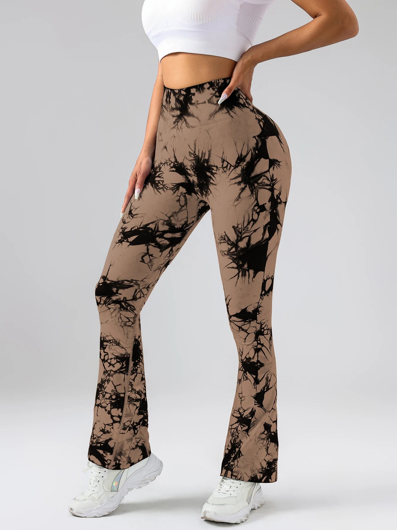 4 Pack Women's Tie-dye flared yoga pants, High-waisted