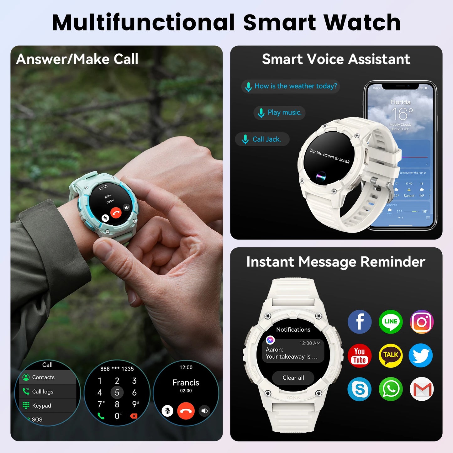 GPS Smart Watches Women Altimeter Barometer Bluetooth C