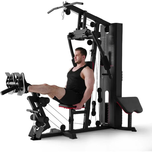 Mikolo Home Gym, Workout Station with 150LBS Weight Stack, Multifunctional Home Gym Equipment,