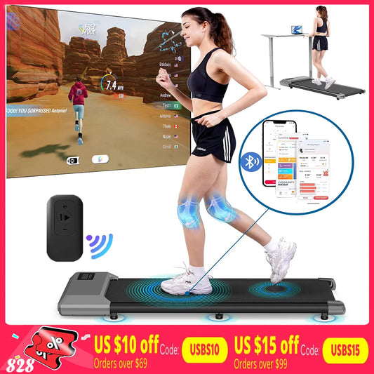 2in1 Walking Pad Mini Treadmill Portable for Home&Office Under Desk LCD Screen Max 250lbs Quiet Treadmills Exercise Machine