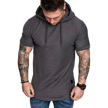 2022 Gym Men T Shirt Casual Long Sleeve Slim Tops Tees Elastic T-shirt Sports Fitness Thin Comfort Breathable Quick Dry Hooded