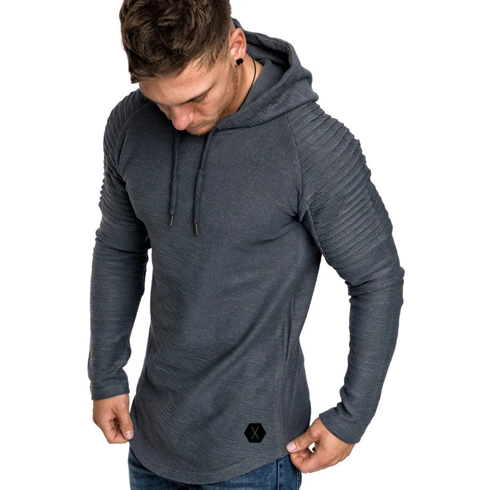 2022 Gym Men T Shirt Casual Long Sleeve Slim Tops Tees Elastic T-shirt Sports Fitness Thin Comfort Breathable Quick Dry Hooded