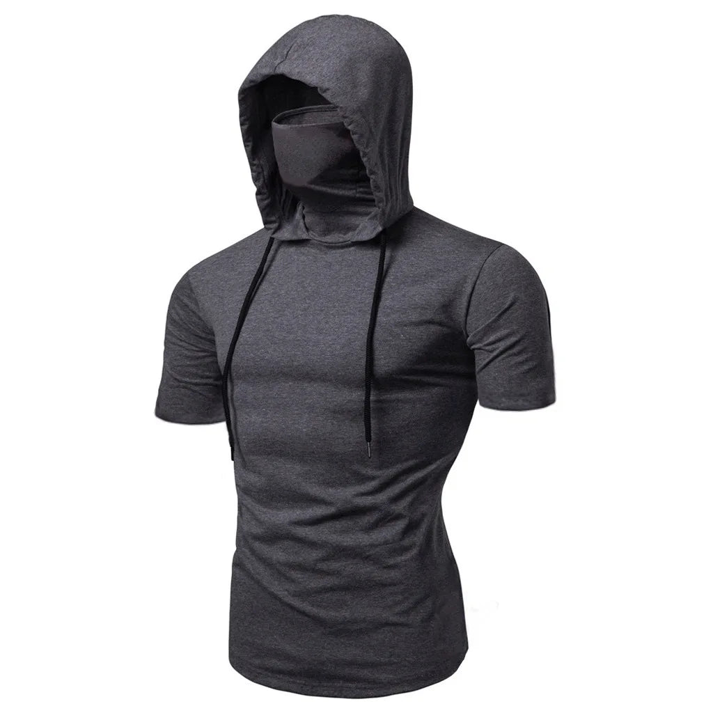 2022 Gym Men T Shirt Casual Long Sleeve Slim Tops Tees Elastic T-shirt Sports Fitness Thin Comfort Breathable Quick Dry Hooded