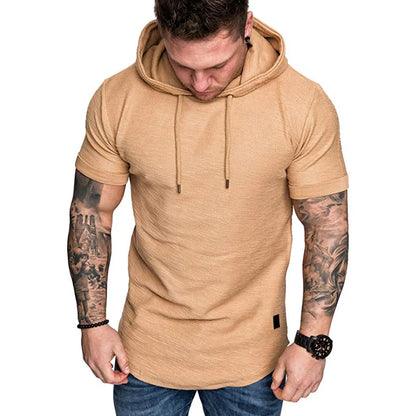 2022 Gym Men T Shirt Casual Long Sleeve Slim Tops Tees Elastic T-shirt Sports Fitness Thin Comfort Breathable Quick Dry Hooded