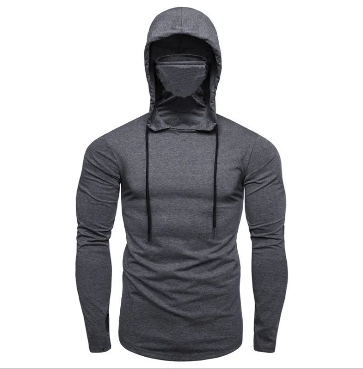 2022 Gym Men T Shirt Casual Long Sleeve Slim Tops Tees Elastic T-shirt Sports Fitness Thin Comfort Breathable Quick Dry Hooded