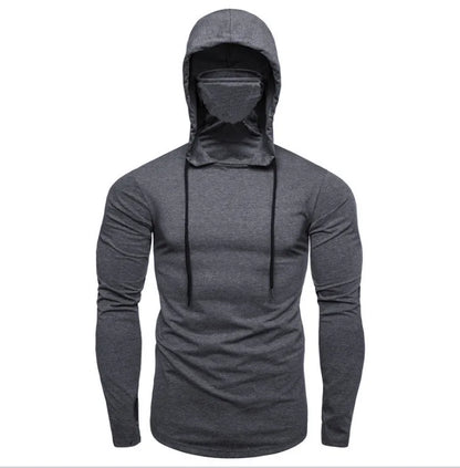 2022 Gym Men T Shirt Casual Long Sleeve Slim Tops Tees Elastic T-shirt Sports Fitness Thin Comfort Breathable Quick Dry Hooded