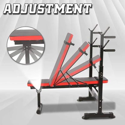 600lbs 6 in 1 Weight Bench Set with Squat Rack Adjustable Workout Bench with Leg Developer Preacher Curl Rack Fitness Strength T