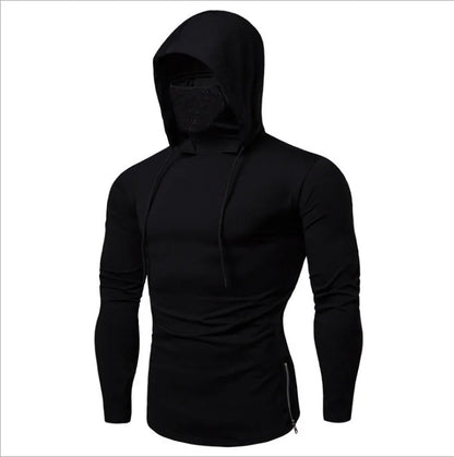 2022 Gym Men T Shirt Casual Long Sleeve Slim Tops Tees Elastic T-shirt Sports Fitness Thin Comfort Breathable Quick Dry Hooded