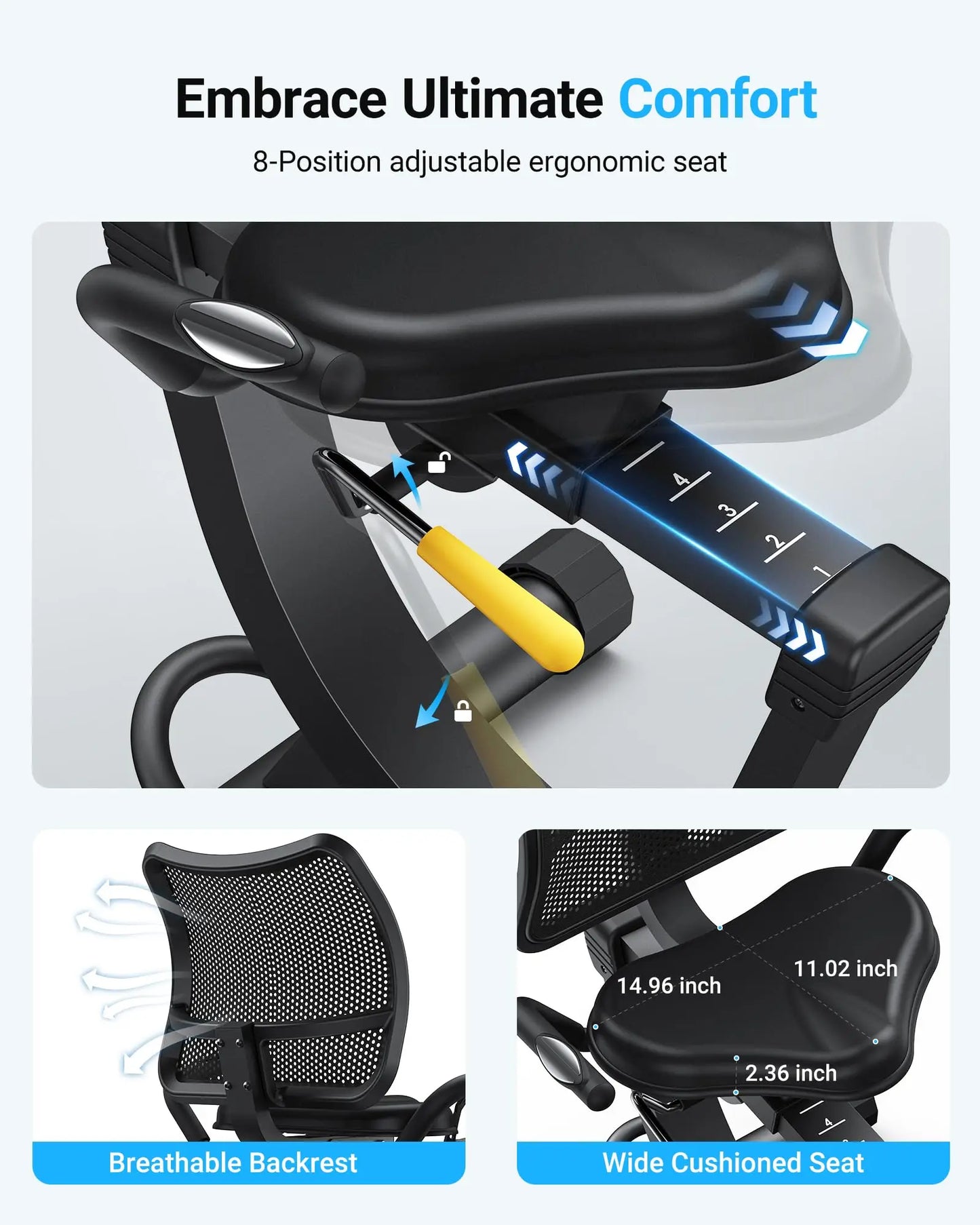 Recumbent Exercise Bike Magnetic Stationary Heart Rate