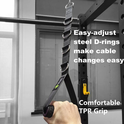 Adjustable Gym Handle, 5 D-Rings / Cable Machine Lifting