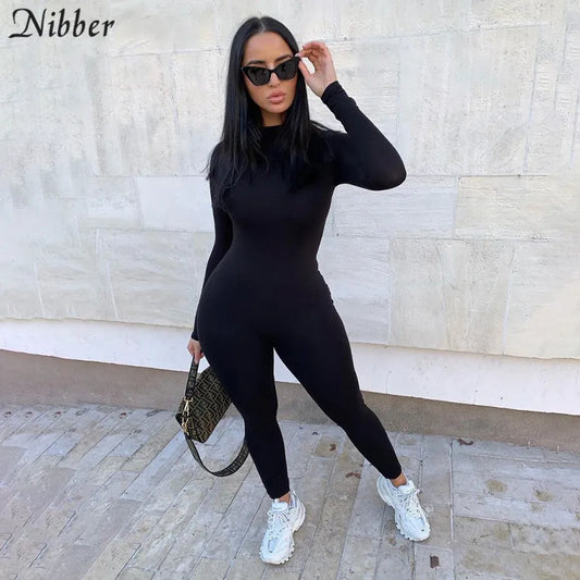 Womens solid color long-sleeve overalls streetwear