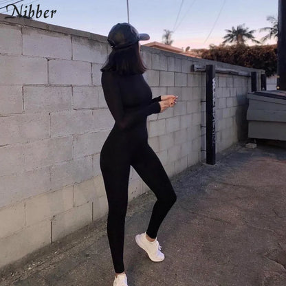 Womens solid color long-sleeve overalls streetwear