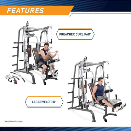 Pro Smith Cage Workout Machine Full Body Training Home Gym System with Leg Developer, Press Bar, PEC Deck, Cable Crossovers