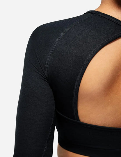 Women Long Sleeve Open Back Yoga Tops