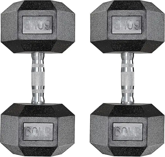 Dumbbells Rubber Coated Cast Iron Hex Black Dumbbell 30-85lb Free Weights Dumbbell Set of 2