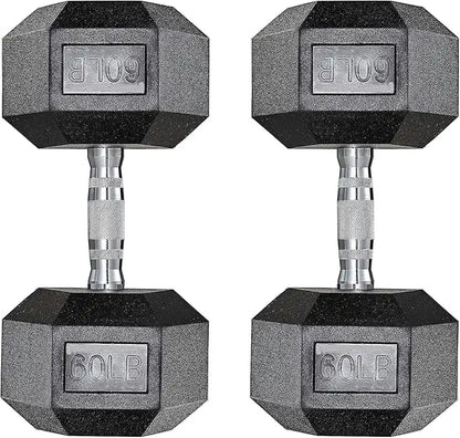 Dumbbells Rubber Coated Cast Iron Hex Black Dumbbell 30-85lb Free Weights Dumbbell Set of 2