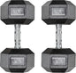 Dumbbells Rubber Coated Cast Iron Hex Black Dumbbell 30-85lb Free Weights Dumbbell Set of 2