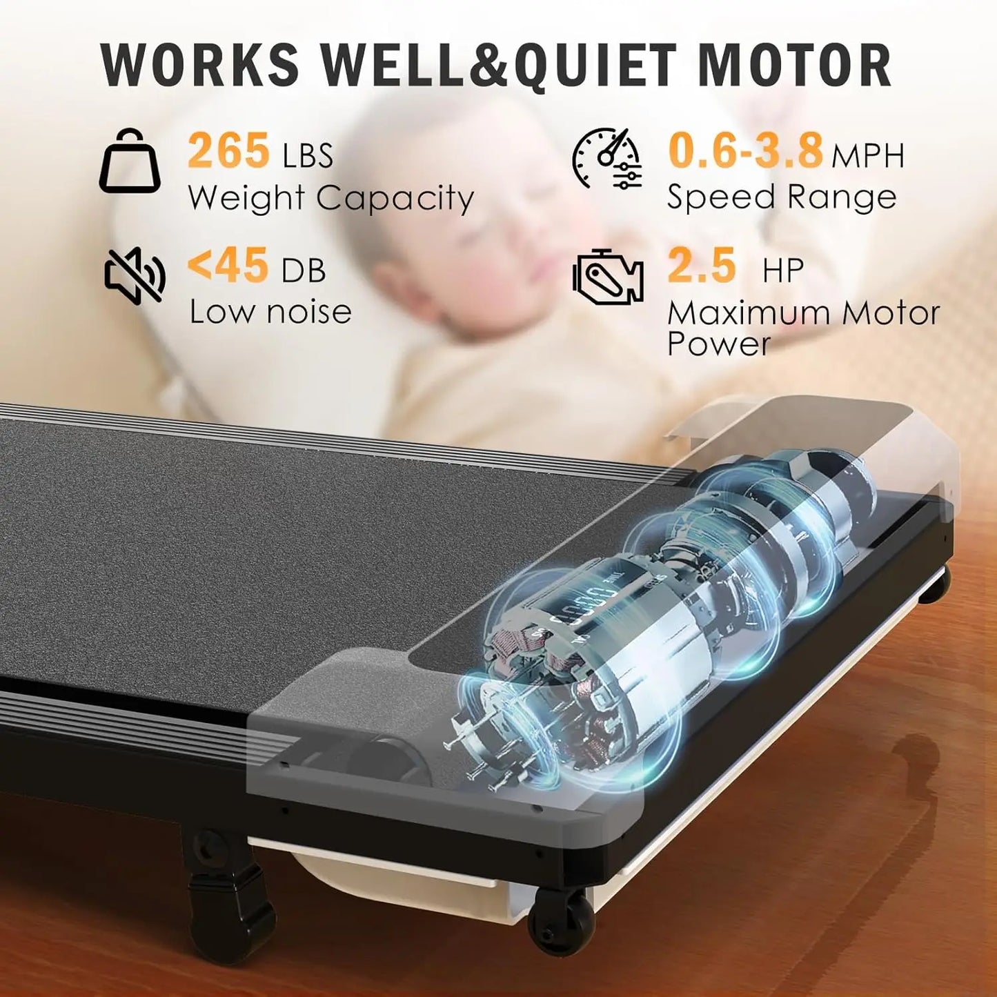 Walking Pad 2 In 1 For Walking And Jogging, Under Desk Treadmill For Home Office With Remote Control, Portable Walking Pad Tread