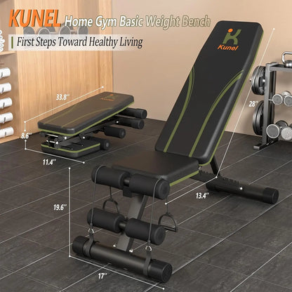 Adjustable Weight Bench for Home Gym, Foldable 700LBS Workout Bench with 9 Backrests, Multi-Purpose Bench Press for Incline Decl
