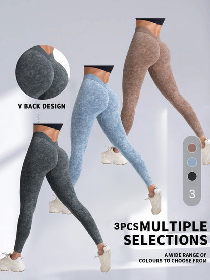 3 pack V back waist yoga pants / leggings,